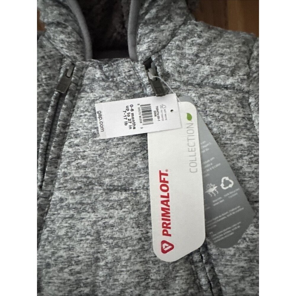 Baby Gap Gray Insulated Bunting Snow Suit Fleece Unisex Size 0-6 Months - Picture 3 of 6